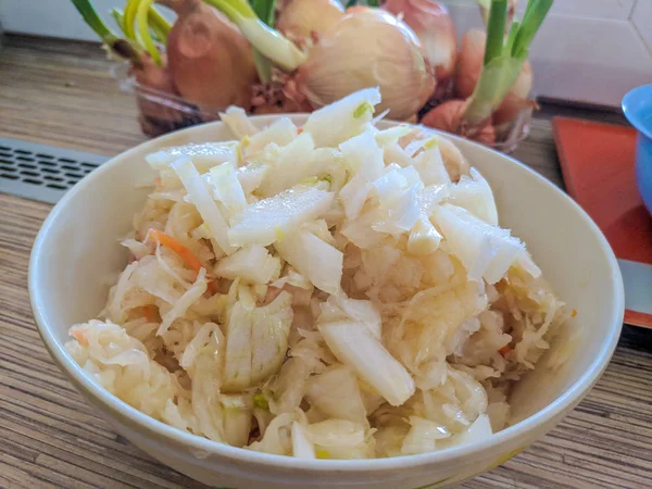 Sauerkraut Marinate Cabbage Home Natural Probiotic — Stockfoto