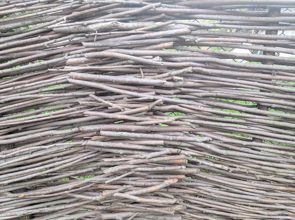 Плетеный Забор Деревянный Забор Ветвей Ручная Ткань Стержня — стоковое фото