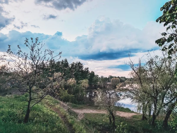 landscape before the storm, dangerous clouds before the rain, bad weather, strong wind and a hurricane