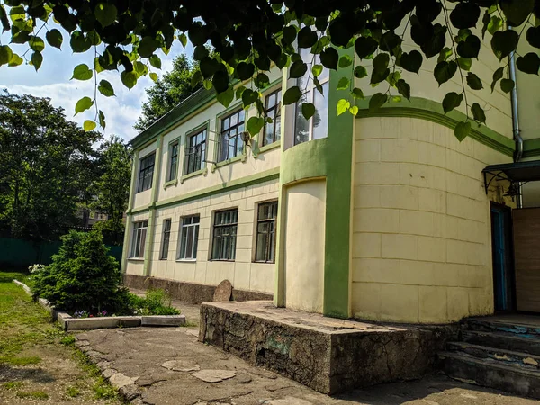 Edificio Verde Vintage Arquitectura Decadencia — Foto de Stock