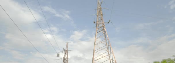 Cables Alto Voltaje Líneas Eléctricas Alto Voltaje Amplio Rango Dinámico — Vídeos de Stock