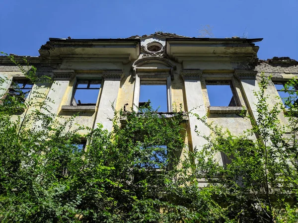 Old Destroyed Houses Vintage Architecture Town Houses Architectural Elements — Stock Photo, Image