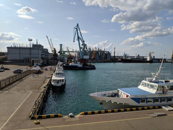 Miasto Odessa Ukraina 2019 Port Morski Odessie Statki Porcie — Zdjęcie stockowe