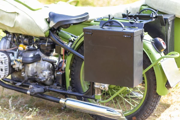 vintage motorcycle with a sidecar. military motorcycle.