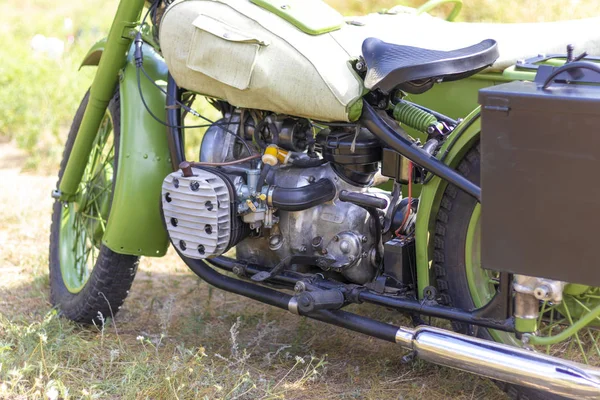 Motocicleta Vintage Com Sidecar Motocicleta Militar — Fotografia de Stock