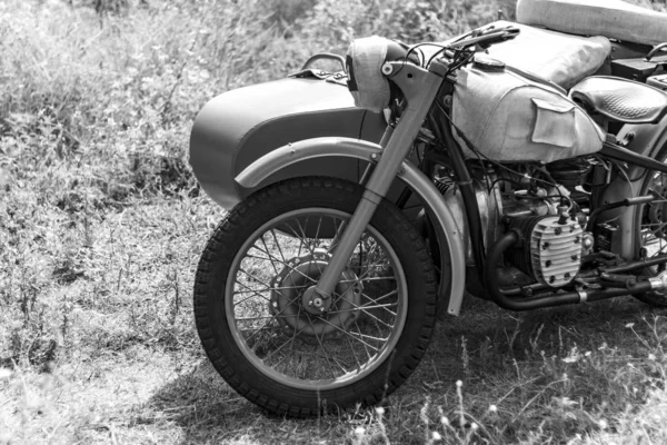 Motocicleta Vintage Com Sidecar Motocicleta Militar — Fotografia de Stock