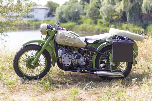 Moto Epoca Con Sidecar Motociclo Militare — Foto Stock