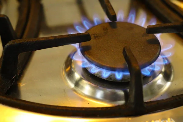 Blue Flame Gas Gas Stove Natural Gas Burning — Stock Photo, Image