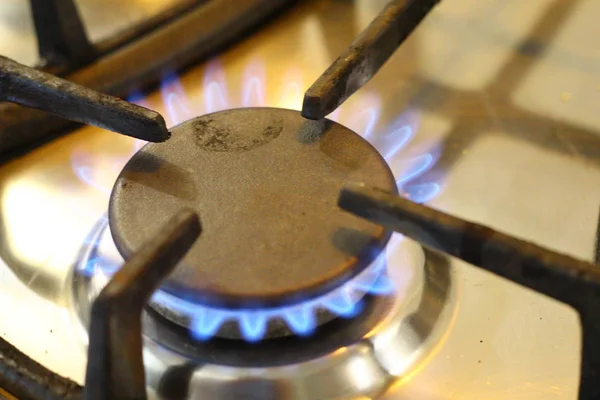 Blue Flame Gas Gas Stove Natural Gas Burning — Stock Photo, Image