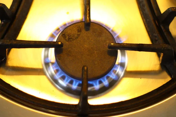 Blue Flame Gas Gas Stove Natural Gas Burning — Stock Photo, Image