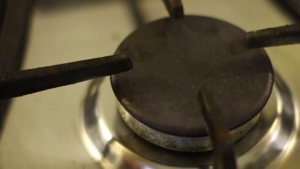 煤气炉的火 天然气蓝火 — 图库视频影像