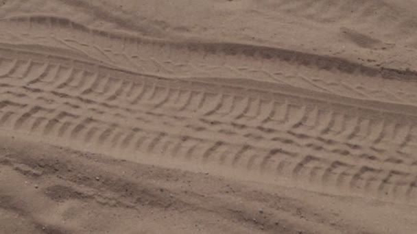 Marcas Pneus Areia Traços Carro — Vídeo de Stock