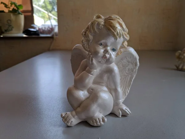Estatueta Anjo Anjo Porcelana Branca — Fotografia de Stock