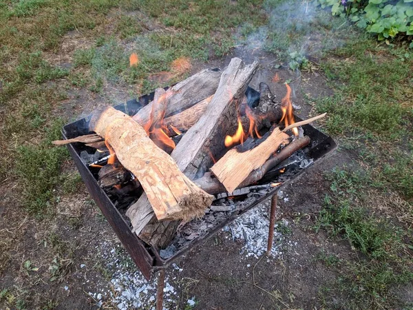 Firewood Burning Bonfire Firewood Fire Barbecue — Stock Photo, Image