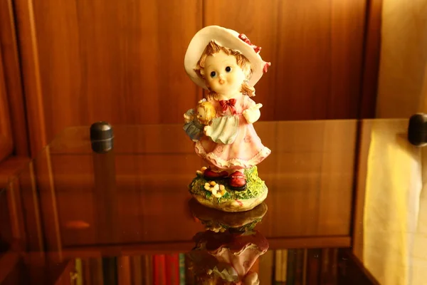 Gyönyörű Porcelán Figura Egy Lány Játék Baba Lány — Stock Fotó