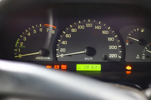 Car Dashboard Analog Speedometer Tachometer — Stock Photo, Image