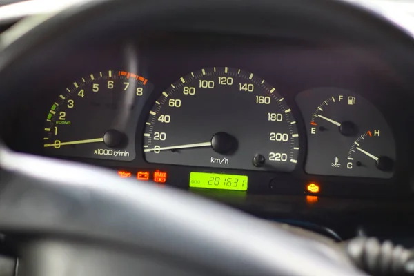 Car Dashboard Analog Speedometer Tachometer — Stock Photo, Image