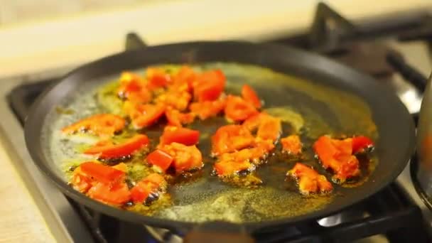 Verduras Fritam Uma Panela — Vídeo de Stock