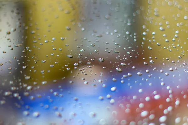 Raindrops Glass Autumn Rain Transparent Drops — Stock Photo, Image