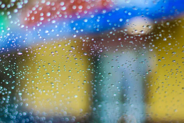 Raindrops Glass Autumn Rain Transparent Drops — Stock Photo, Image