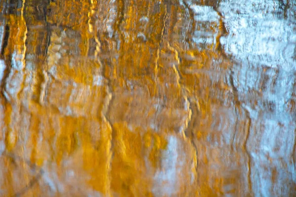Отражение Воде Осенние Деревья Отражаются Воде — стоковое фото