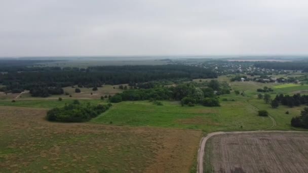 Magaslatok Borús Vidéke Dróntól Földek Erdők Fentről — Stock videók