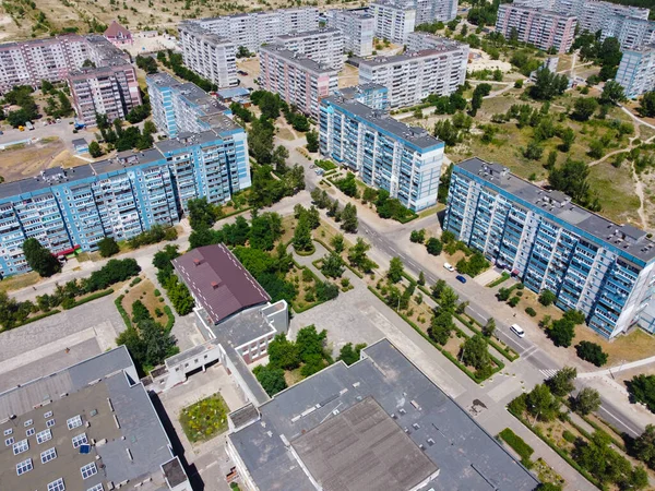 Stadsgezicht Vanaf Een Hoogte Straten Huizen Van Stad Vanaf Een — Stockfoto