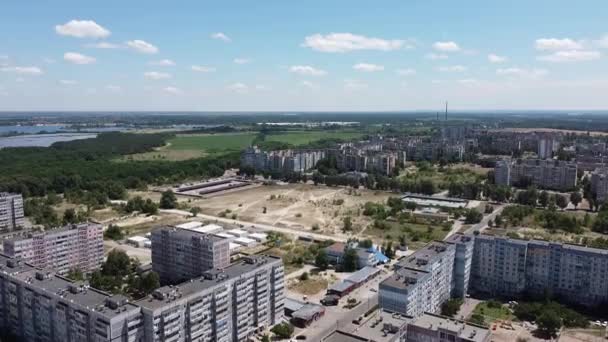 Paisagem Urbana Uma Altura Ruas Casas Cidade Uma Altura — Vídeo de Stock