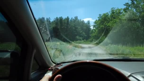 Motorista Dentro Carro Viagem Carro — Vídeo de Stock