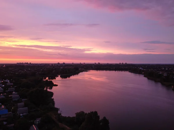 Magnifique Coucher Soleil Violet Paysage Coucher Soleil Air — Photo