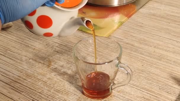 Tea Transparent Cup Black Tea — Stock Video