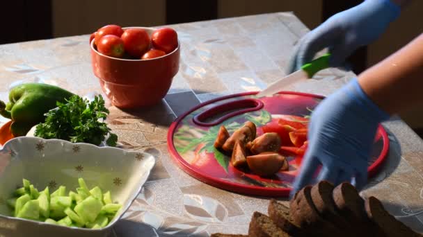 Insalata Verdure Cucinare Insalata Tagliare Verdure Cucina Casalinga — Video Stock