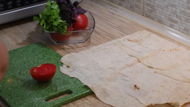 Läckra Hackade Grönsaker Vegetarisk Mat Hälsosam Mat Matlagning Hemma Färska — Stockvideo