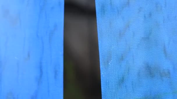 Blauwe Abstracte Achtergrond Blauwe Textuur Transparante Stof — Stockvideo