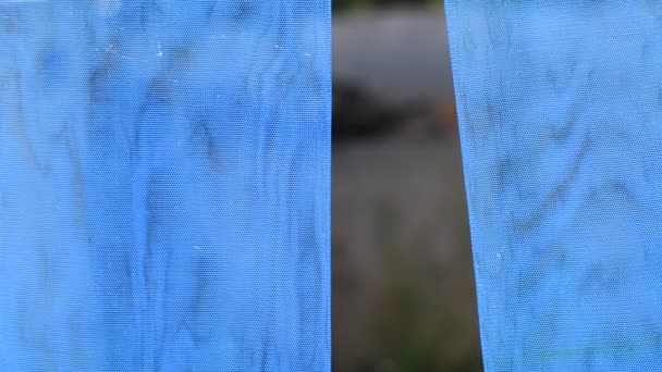 Blauwe Abstracte Achtergrond Blauwe Textuur Transparante Stof — Stockvideo