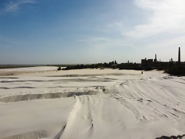landscape with white sand. white quartz sand. dunes and desert brahans