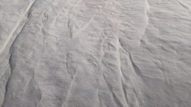 Beyaz kumla kaplı bir manzara. Beyaz kuvars kumu. Kumullar ve çöl sütyenleri