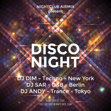 Dans partisi poster vektör arka plan şablonu parçacıklar, vurgu ve pembe ve mavi renklerde modern geometrik şekiller. Müzik etkinliği el ilanı veya afiş soyut. Vektör