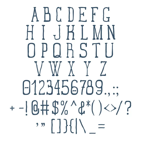 Vintage yazı tipi kümesinin sayıları ve işaretleri ile. Vektör