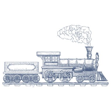 Vintage Buhar lokomotif vektör logo tasarım şablonu. tren veya taşıma simgesi. Vektör