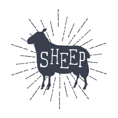 Çiftlik hayvanları, simgeler vektör. siluet koyun. Vektör