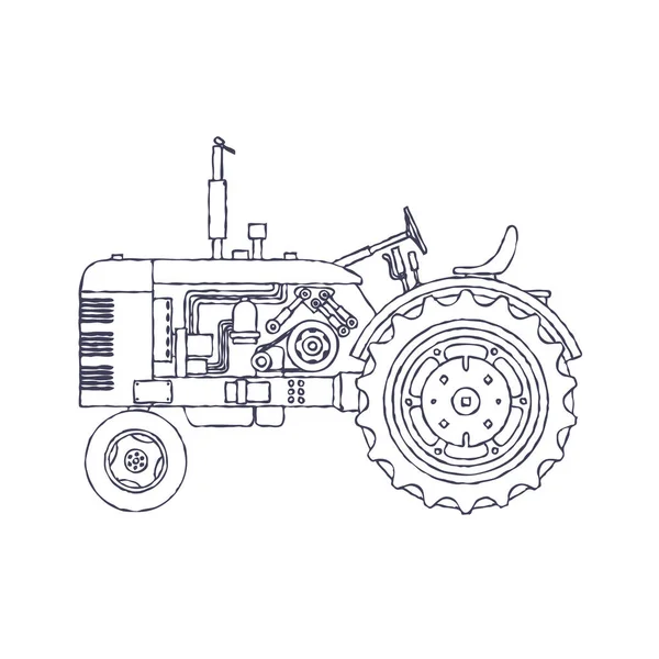 Vintage landbouw trekker geïsoleerd op witte vackground. Vector — Stockvector