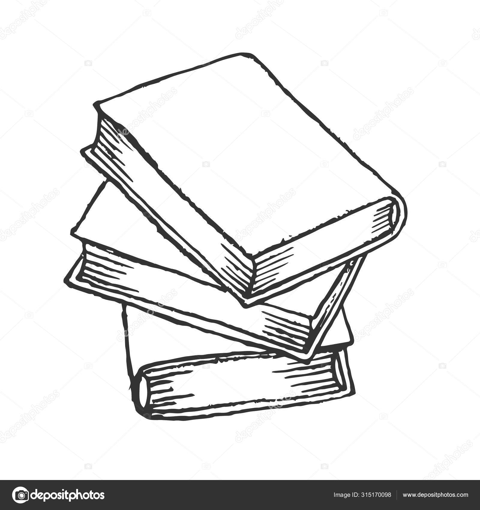 Stack Of Books Sketch Hand Drawn Books Vector Stock Vector C Dimair 315170098