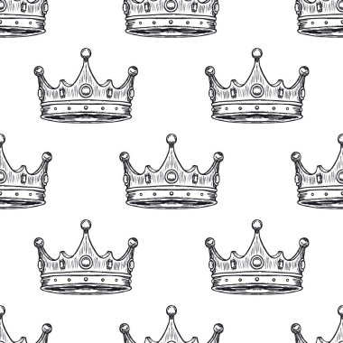 Lüks Crown Desenli Kusursuz Arkaplan. El Çekimi Vektörü