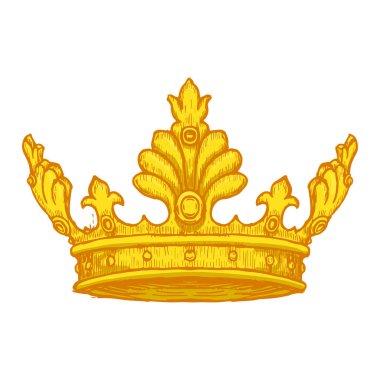 Lüks Crown Hand çizimi. Beyaz arkaplanda vektör çizimi izole edildi. vektör