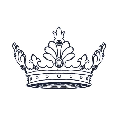 Lüks Crown Hand çizimi. Beyaz arkaplanda vektör çizimi izole edildi. vektör