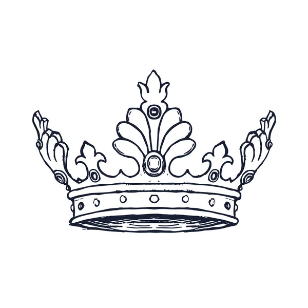 Luxusní Crown Hand Drawn. Vektorová ilustrace izolovaná na bílém pozadí. vektor — Stockový vektor