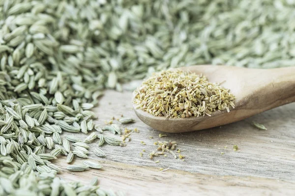 Löffel voller Fenchelpollen — Stockfoto