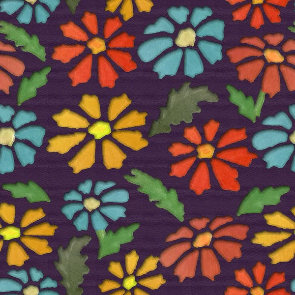 Padrão Sem Costura Floral Simples Estilo Retro Violeta — Fotografia de Stock