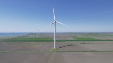Rüzgar güç türbinleri alanında. Havadan görünümü